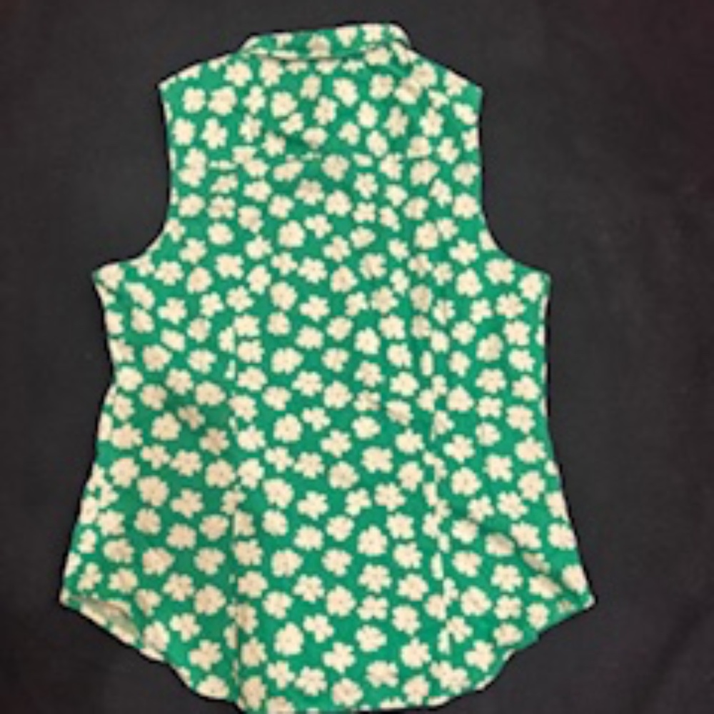 NWT J. Crew Factory Sleeveless Poplin Shirt in Green/White, Med, $49.50! - Picture 6 of 6
